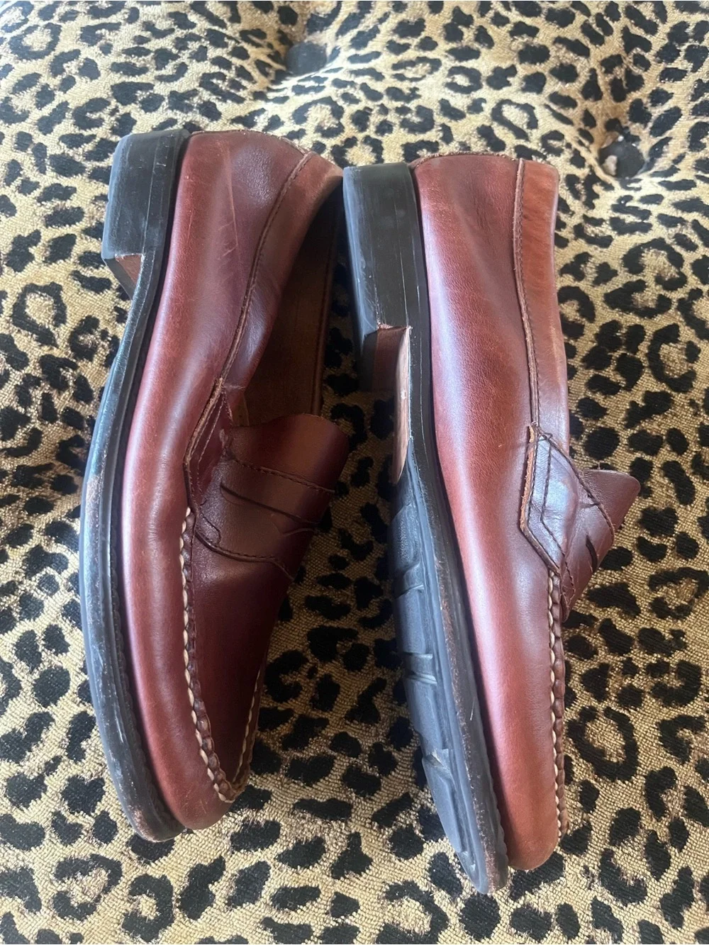 Vintage WEEJUNS GH Bass Brown Leather Penny Loafer Mens SZ 7